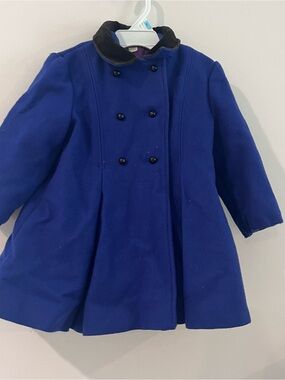 Vintage Rothschild Girls' Double-Breasted Royal Blue Coat with Dark Collar 4